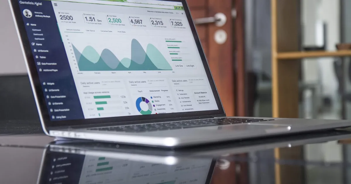 Data visualization charts on screen